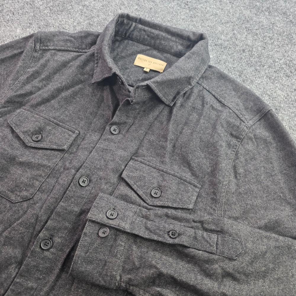Weston Jon Boucher Shirt Mens Large Gray Twill Long Sleeve Button Down Workwear